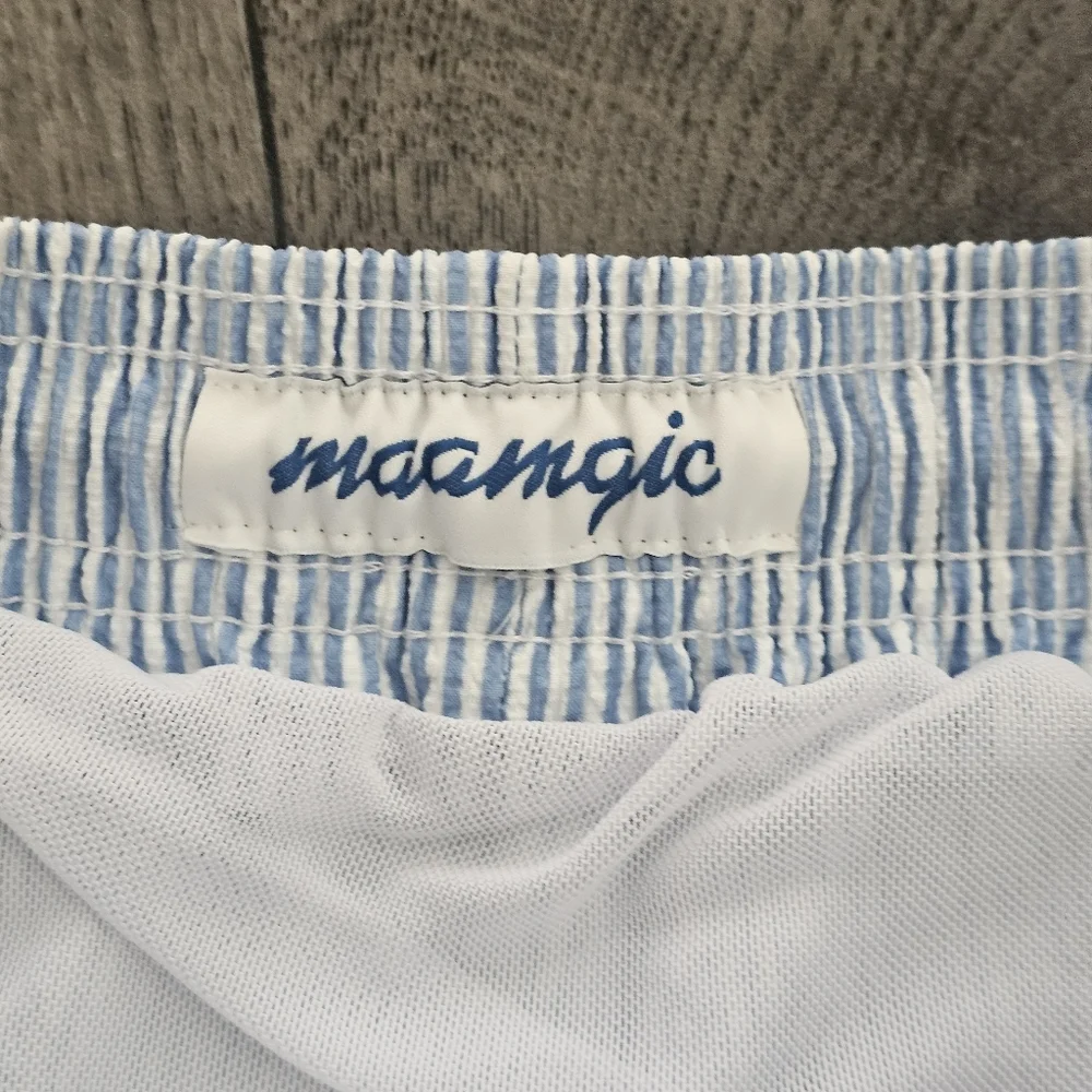 Maamgic Swim Trunks Striped Drawstring Shorts For Men Waist31